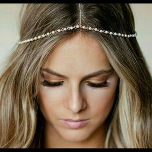 Bohemian Headband Gold Pearl Hair Piece Hippie